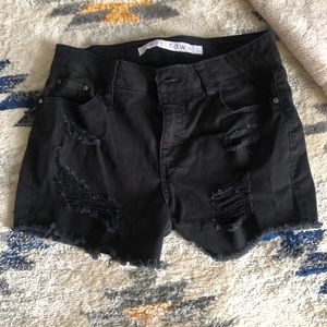 Tinseltown Black Distressed Shorts
